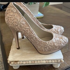 Call It Spring Blush Lace Platform Heels
